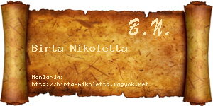 Birta Nikoletta névjegykártya